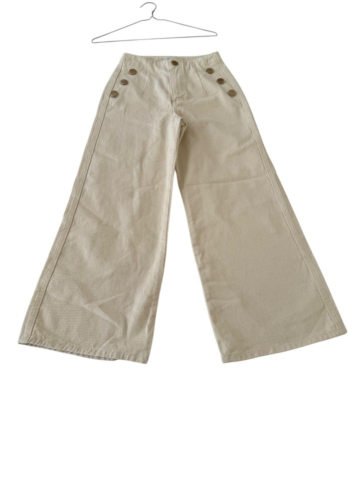 Zara Womens size AUS 4 Khaki Wide Leg Crop Jeans Good Condition