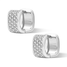 925 Sterling Silver Earrings for Women Small Chunky Silver Earrings Cubic Zircon