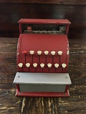 Nice Vintage Red Metal Working Tom Thumb Toy Cash Register Rare