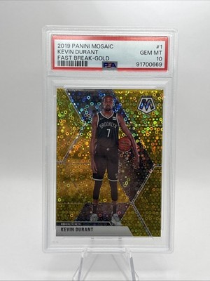 Kevin Durant 2019-20 Panini Mosaic Fast Break Gold Disco Prizm SSP #9/10 PSA 10