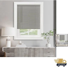 27x64 Inch Cordless Vinyl Mini Blinds in Grey - Stylish Light Filtering Solution