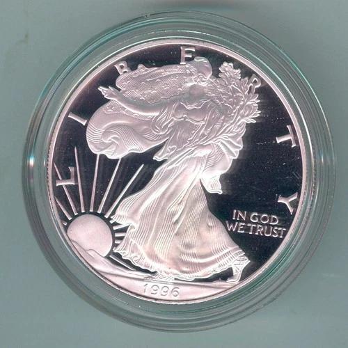 1996-P U.S. SILVER AMERICAN EAGLE - KM#273 - ORIGINAL BOX, CASE & COA - PROOF