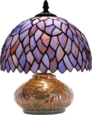 Wisteria Mini Mushroom Tiffany Table Lamp - 10x11 Inch Stained Glass Accent