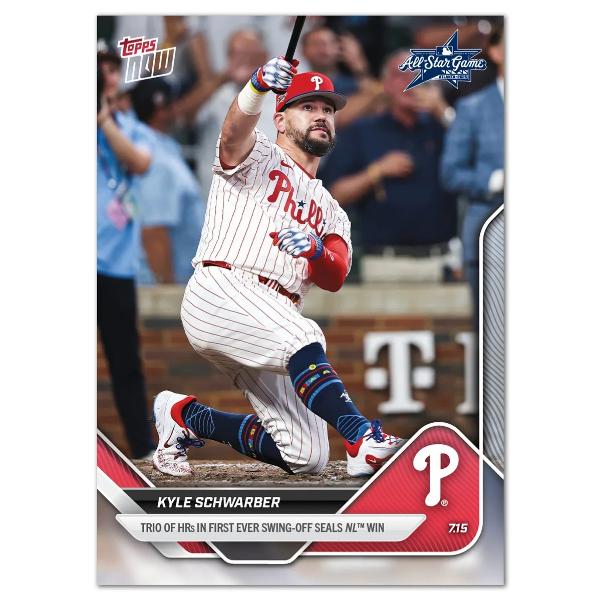 2025 MLB Topps NOW 433 KYLE SCHWARBER 3 SWINGS 3 HRS IN