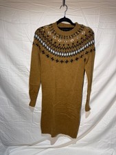 J.Crew jewel-embellished Fair Isle sweater dress in a brown/camel color.