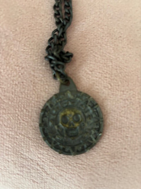 Disney Parks The Pirates League Aztec Skull Coin Medallion Necklace 