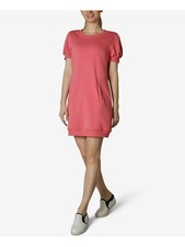 ULTRA FLIRT Womens Jersey Short Length Ribbed Pouf Crew Neck Mini Shift Dress