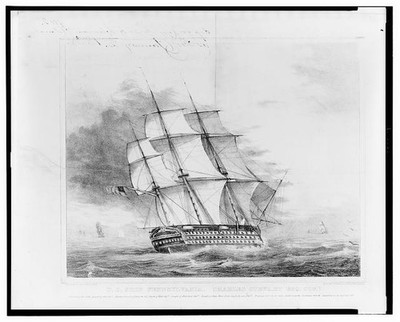 United States Ship Pennsylvania,Charles Stewart,Sailing Battleship,c1840