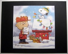 CHARLIE BROWN SNOOPY DECORATING 11x14 Mat Print DOGHOUSE XMAS