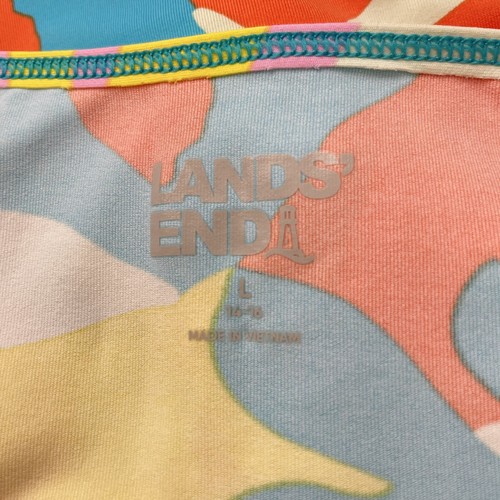 Lands End Sz L 14 16 Colorful Floral Retro Crew Swim Tee Rash Guard Long Sleeves - Picture 8 of 10