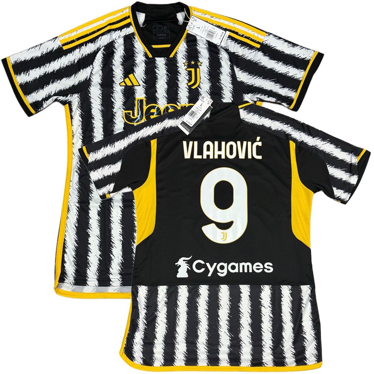 2023/24 Juventus Home Jersey #9 Vlahovic Large adidas Soccer
