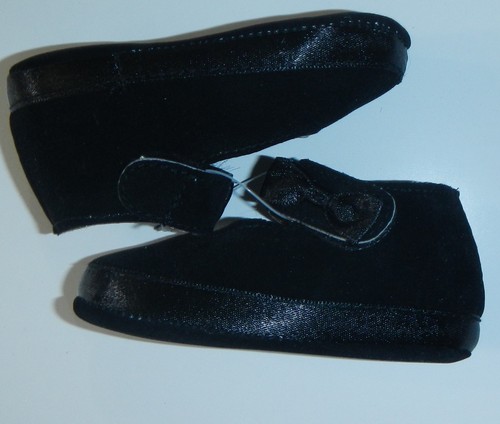 Darling Baby Shoes Black Velvet w/ Hook & Loop Closure & Satin Bow Infant Size 1 - Picture 2 of 4