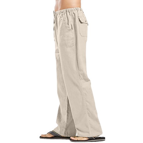 Men's Cotton Linen Pants Solid Color Casual Trousers Loose Beach Summer Pants❤️ - Picture 44 of 62