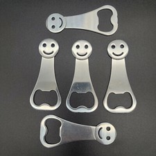 5er Set Flaschenöffner Kapselheber Kronkorkenheber Öffner Smiley Stahl Silber