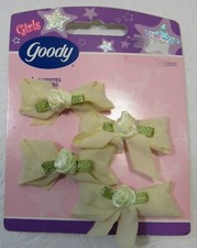 Goody Girl's Barrettes Yellow Bow Rose Hair New Vintage