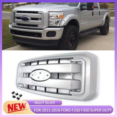 Ingot Silver Grill Front Radiator Grille For Ford F250 F350 Super Duty 2011-2016