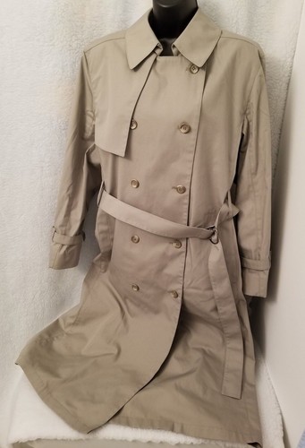 London Fog Women Trench Coat Jacket Size 14P 14 Petite Green Double Breasted NEW - Picture 3 of 7