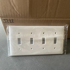 Pass and Seymour White 4-Gang Toggle Switch Cover Plastic Wallplates