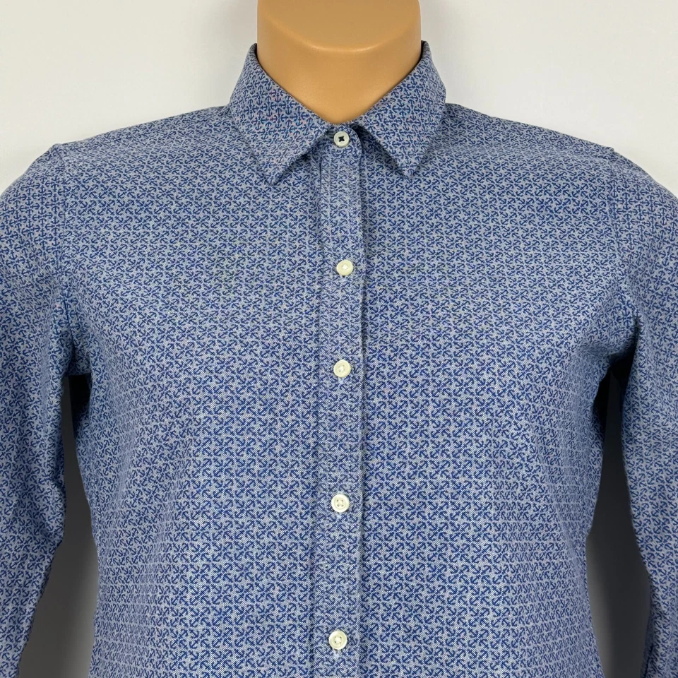 Banana Republic Oxford Button Up Shirt Blue Anchors Nautical Womens Small S - Изображение 2 из 4