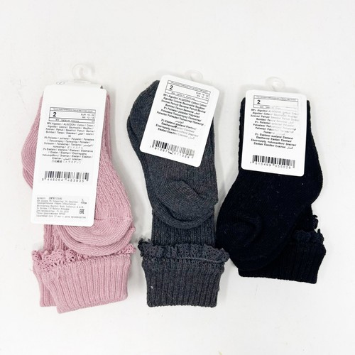 Mayoral Girls Size 2 Years Cable Knit Knee High Socks Bundle Black, Grey & Pink - Picture 5 of 8