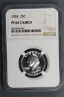 1954 25C WASHINGTON SILVER QUARTER DOLLAR PROOF NGC PF66 CAMEO CAM SLAB-157