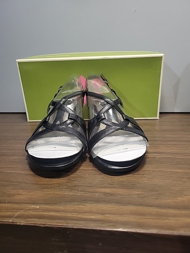 Naturalizer Women's Black Leather Strappy Spool Heels Size 9 M - Picture 3 of 7