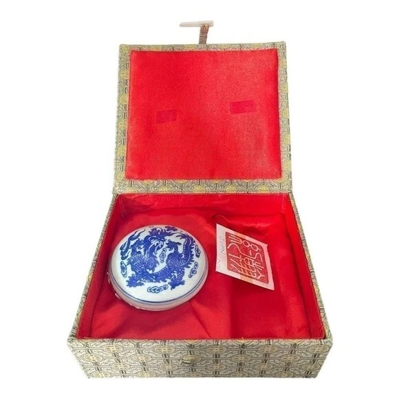 Tinta roja porcelana china vintage en caja sin sello Foto 3 de 4