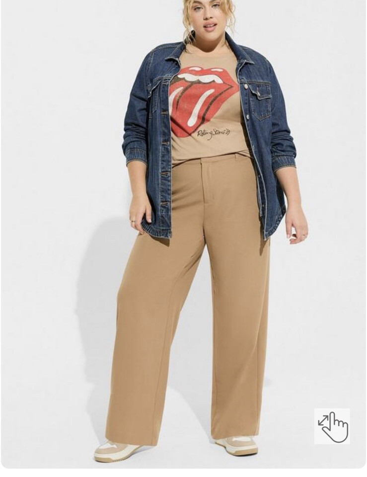 Torrid High Rise Stretch Twill Wide Leg Crop Pants in Camel Plus Size 12R