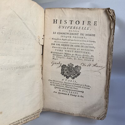 1781 Histoire Universelle, depuis le Commencement du Monde jusqu`a Présent   #AO