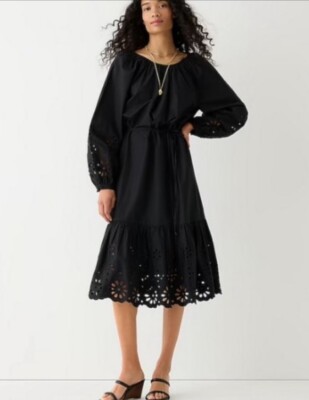 j crew embroidered long sleeve midi dress Black Denim Overall Dress main image 1