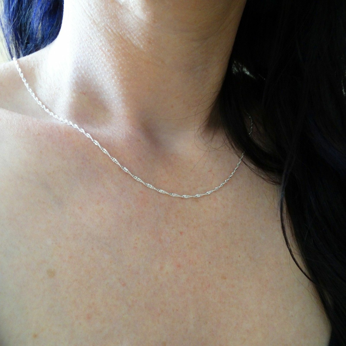Collana A Catena Singapore In Argento 925 Placcato Oro Rosa - Sottile 1,5mm, Made In Italy, Lunghezza 24 Pollici (60 Cm)