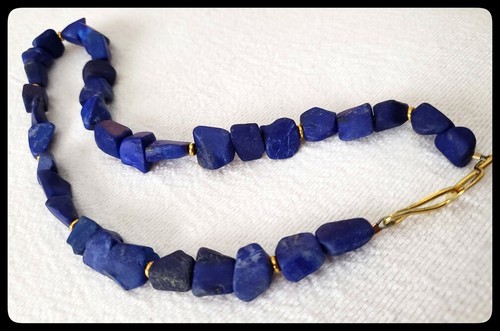 18k Yellow Gold and Lapis Lazuli Nugget Necklace ~ Exquisite NWT - Picture 5 of 5