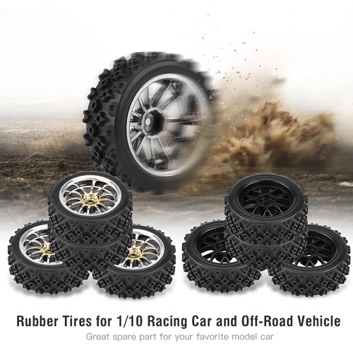 4er Set Racing Off Road Fahrzeugreifen Gummireifen Felge Für RC 1:10 Auto FAT - Bild 3 von 18
