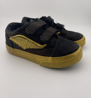 Vans Harry Potter Golden Snitch Black Gold Skate Sneakers Toddler