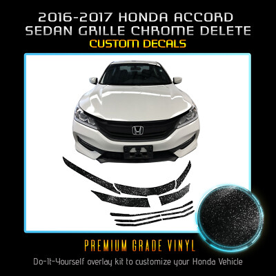 Front Grille Chrome Delete Kit For 2016-2017 Honda Accord Sedan
