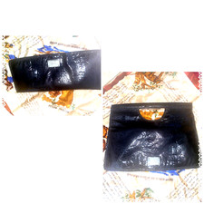 VTG Nine West Faux Snake Skin Clutch  Bag Purse Black LARGE MAGNET CLOSURE mbh