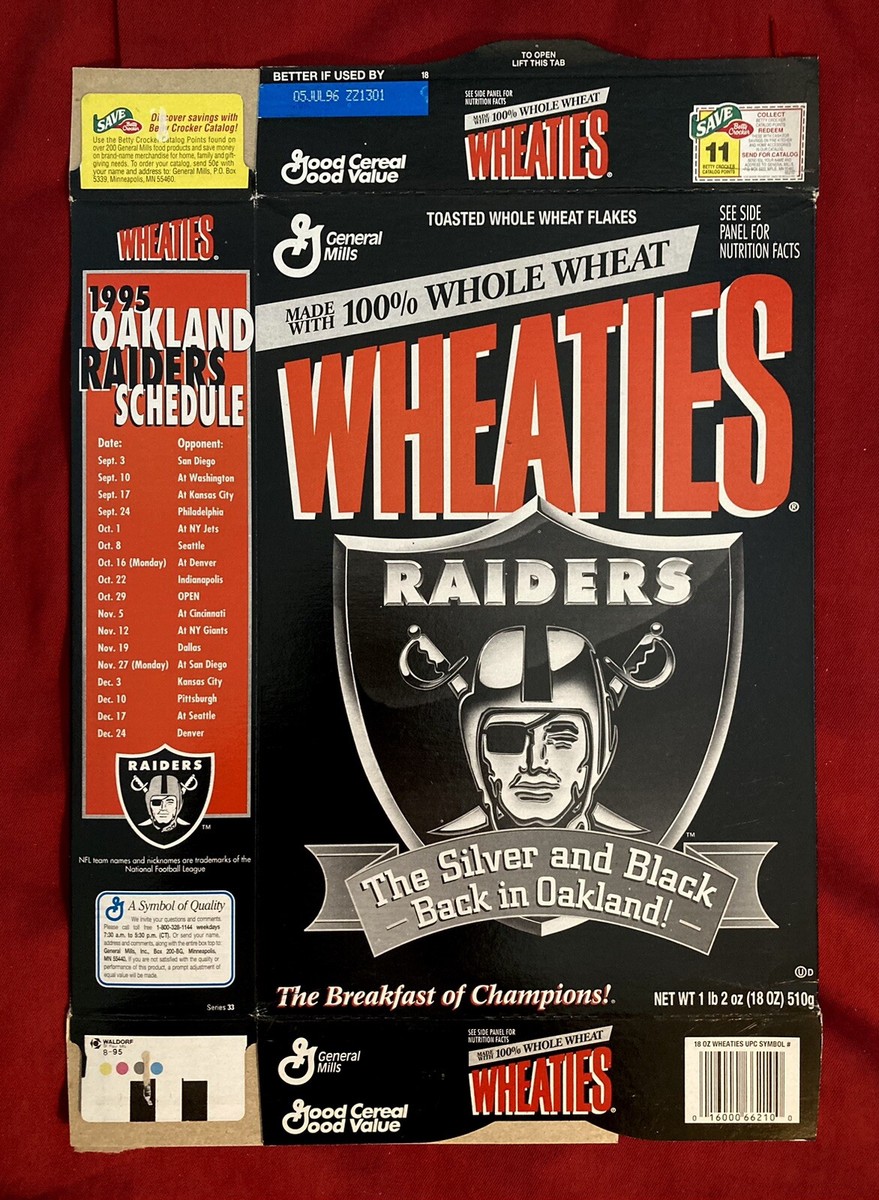 Oakland Raiders Wheaties Cereal Box: Raiders Are Back In Oakland