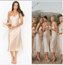 NWOT Show Me Your MuMu Verona Cowl Dress in Champagne Luxe Satin Sz Large