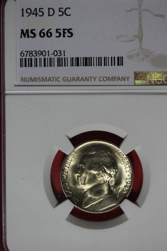 1945 D NGC 5C MS66 5FS JEFFERSON NICKEL #B49213