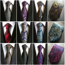 Men Flower Paisley Jacquard Wide Neck Tie Wedding Party Business Floral Necktie