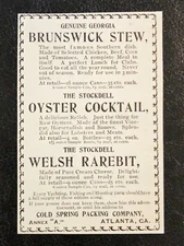 COLD SPRING PACKING CO. Atlanta Canned Soup Stews Vtg 1890s Kitchen Art Print Ad