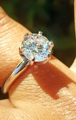 1.33ct VS D E Lab Diamond Coated Made Solitaire 14K White Gold Engagement Ring - Picture 2 of 8