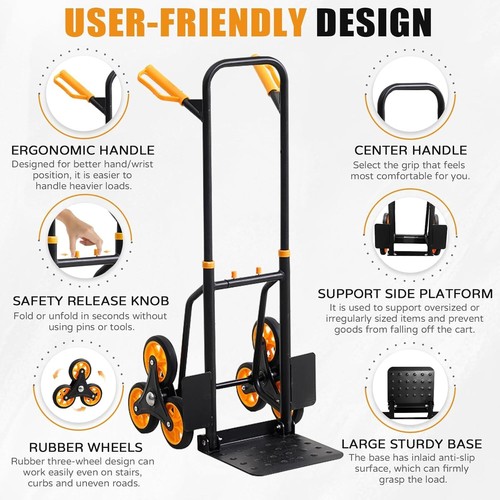 Telescoping Handle Heavy Duty Dolly Cart - 6 Rubber Wheels for Effortless Moving - Picture 5 of 9