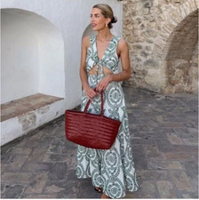 ZARA WOMAN NWT CUTWORK EMBROIDERY MIDI DRESS WITH TIED KNOT WHITE GREEN 3356/697