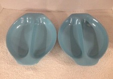 2 VTG RUSSEL WRIGHT HOME DECORATOR DIVIDED SERVING BOWLS AQUA MELMAC DINNERWARE