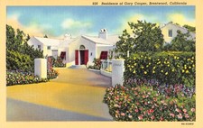 Old Vintage Postcard of Residence of Gary Cooper Brentwood CA