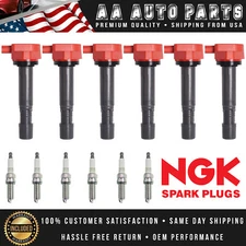 6 Racing Ignition Coil & 6 NGK Platinum Spark Plug Set For 09-15 Honda Acura V6