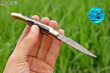 CUSTOM HANDMADE FORGED DAMASCUS STEEL FOLDING POCKET KNIFE EDC CAMPING 1263