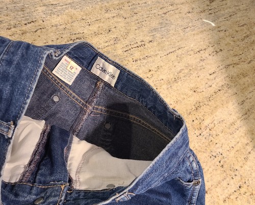 Vintage ‘80 White Label A-line Calvin Klein Blue Denim Jean Skirt Cotton Sz 12 - Picture 7 of 12