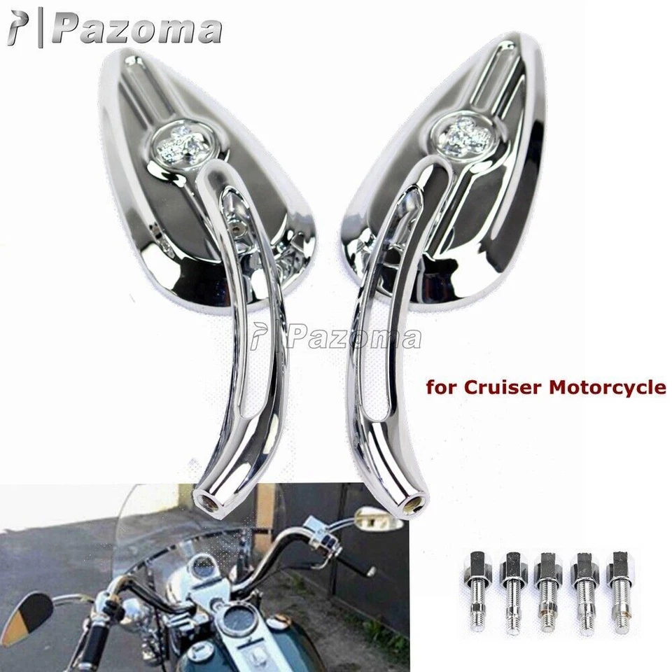 Espejos retrovisores cromados esqueleto calavera motocicleta para cafe racer bobber chopper Foto 2 de 4